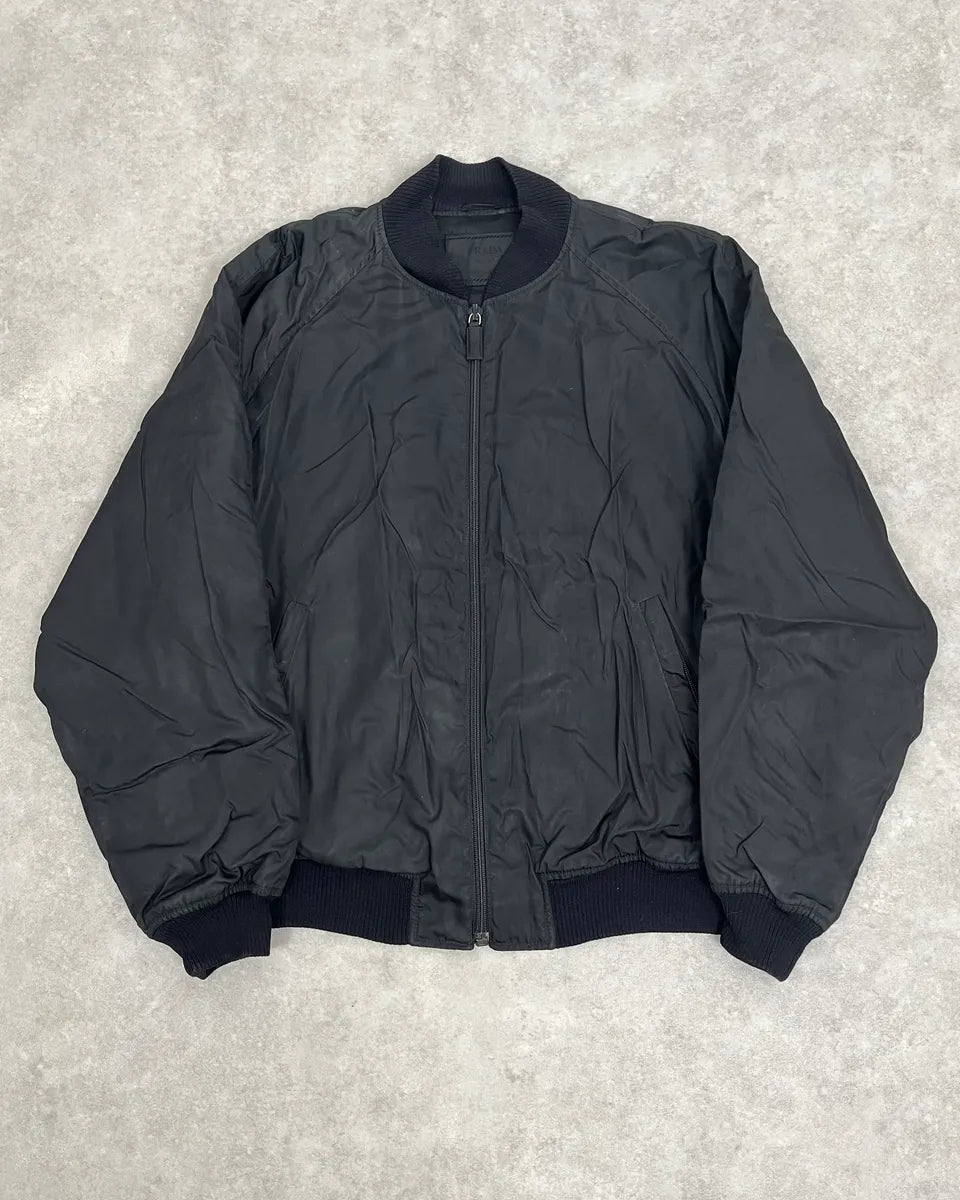 2000s Prada Black Nylon Bomber Jacket EZSkBBL 0