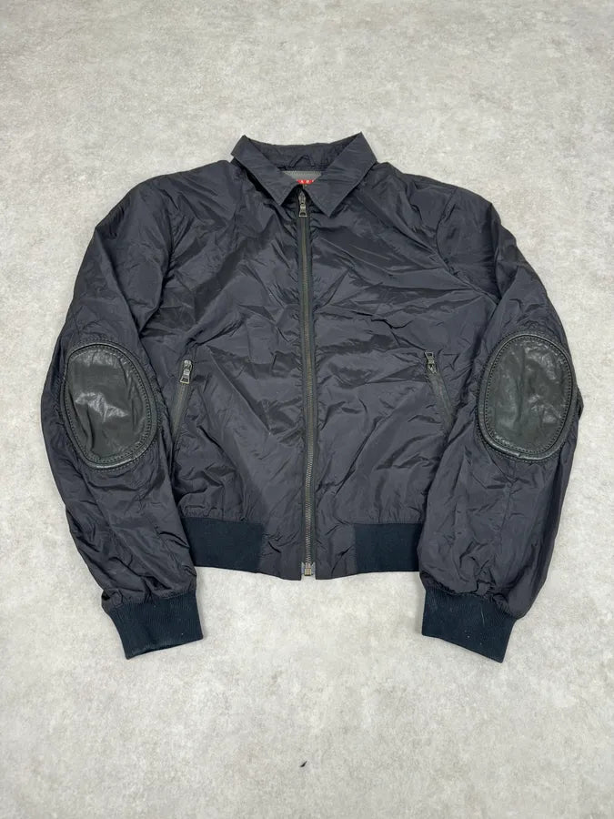 2000s Prada Black Nylon Bomber Jacket UfKlExc 0