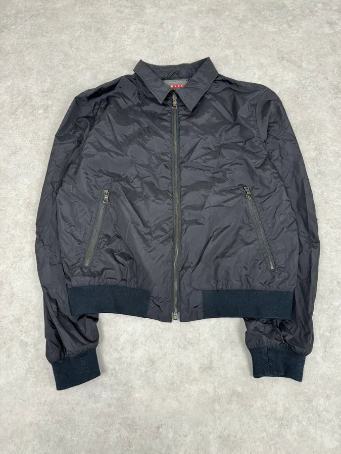 2000s Prada Black Nylon Bomber Jacket UfKlExc 3
