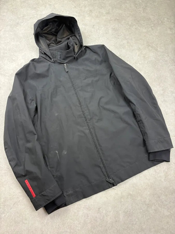 2000s Prada Black Nylon Linea Rossa Gore-Tex Windbreaker Jacket gdqyKyG 3