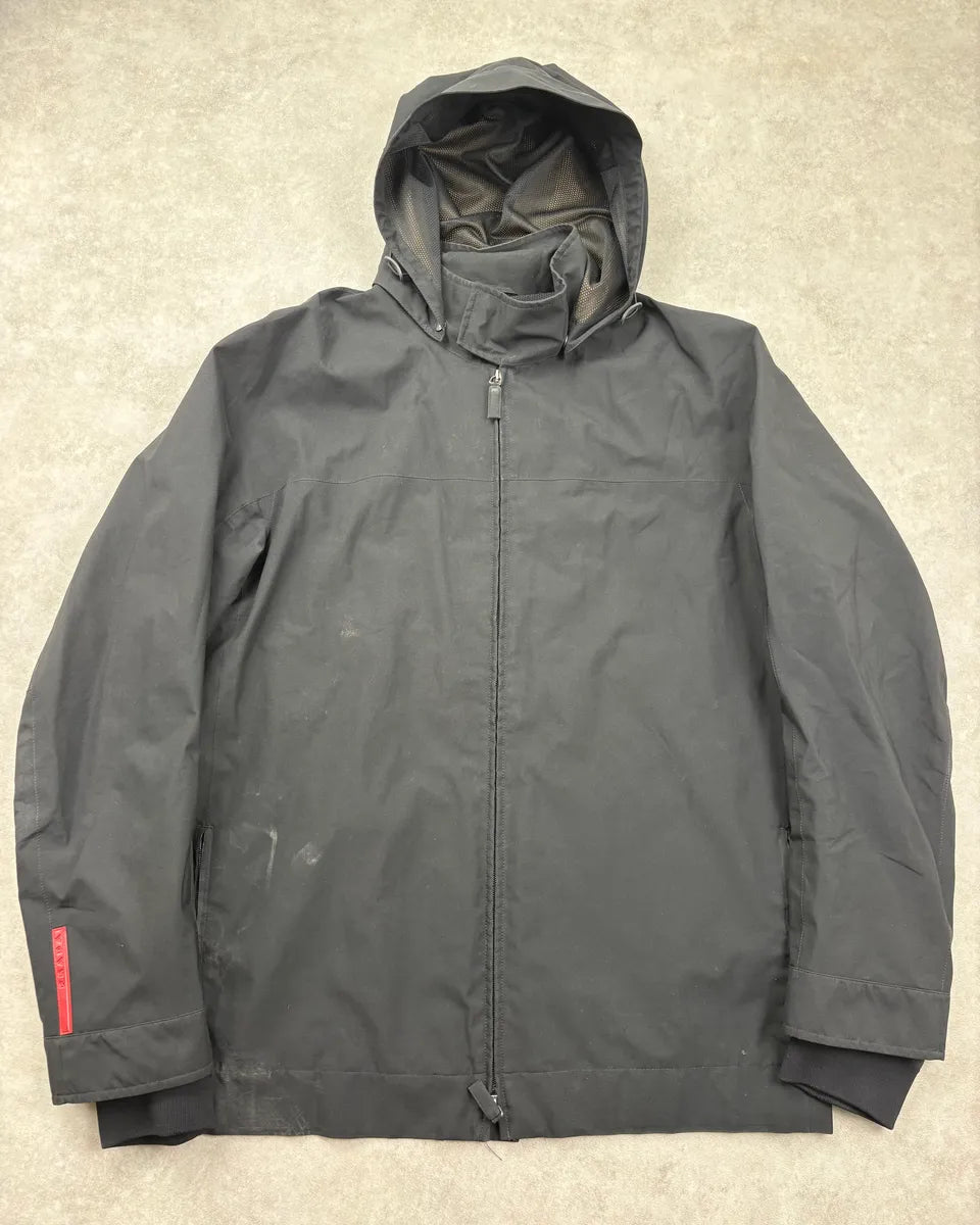 2000s Prada Black Nylon Linea Rossa Gore-Tex Windbreaker Jacket gdqyKyG 2