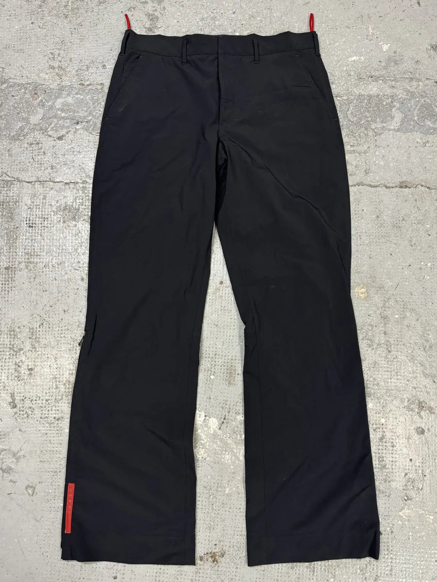 2000s Prada Black Nylon Linea Rossa Side Zips Pants (M) nsjZeqx 0