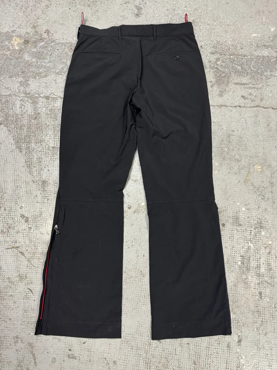 2000s Prada Black Nylon Linea Rossa Side Zips Pants (M) nsjZeqx 2