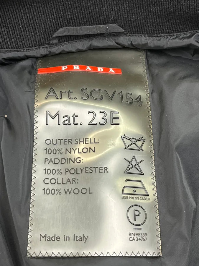 2000s Prada Black Nylon Puffer Lined Long Coat YBFMMEB 12