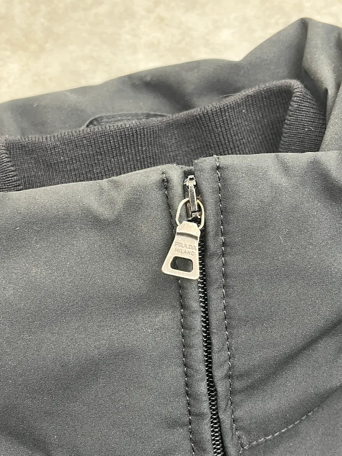 2000s Prada Black Nylon Puffer Lined Long Coat YBFMMEB 9