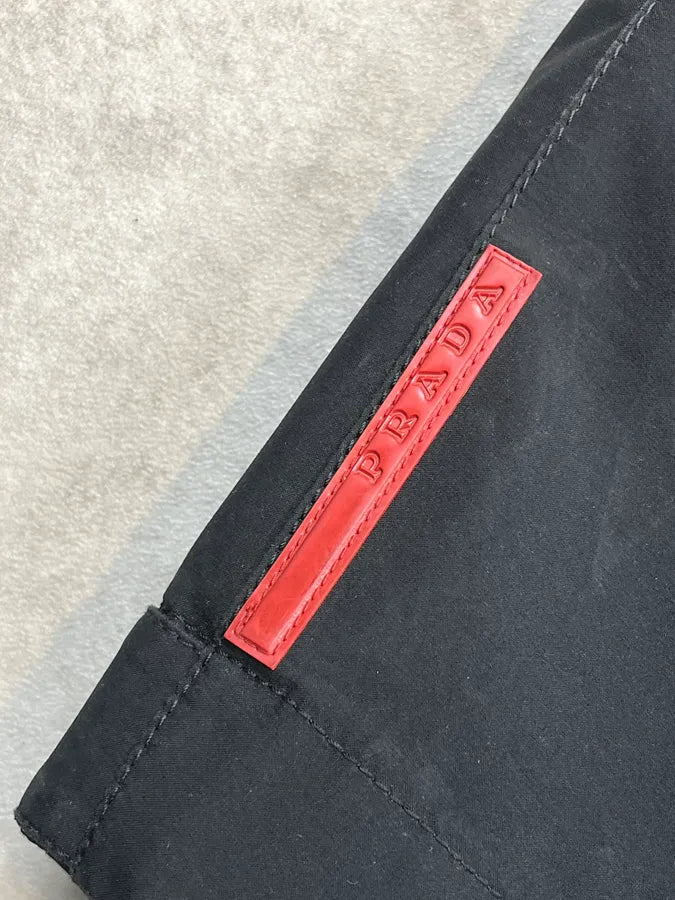 2000s Prada Black Nylon Puffer Lined Long Coat YBFMMEB 10