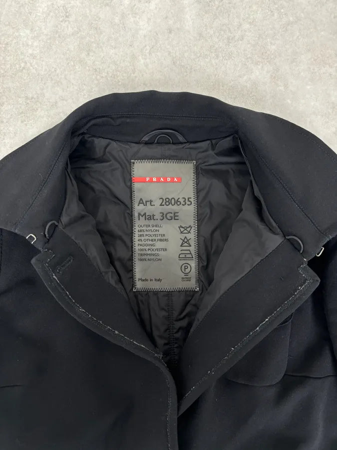 2000s Prada Black Nylon Long Premium Jacket jEsGvGa 7
