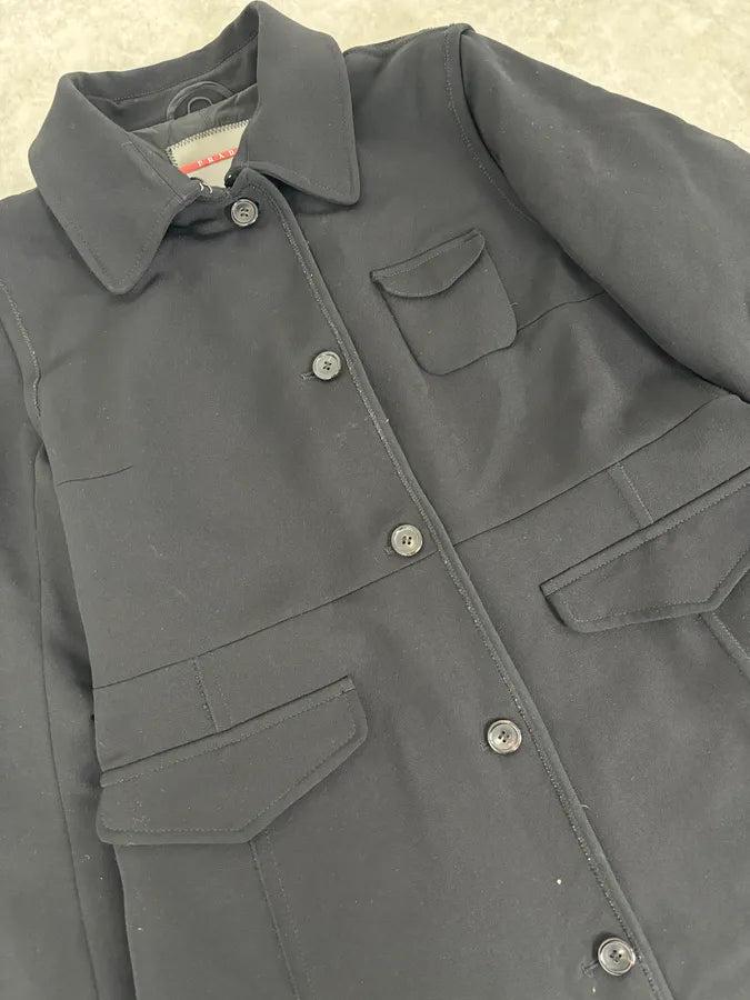 2000s Prada Black Nylon Long Premium Jacket jEsGvGa 8