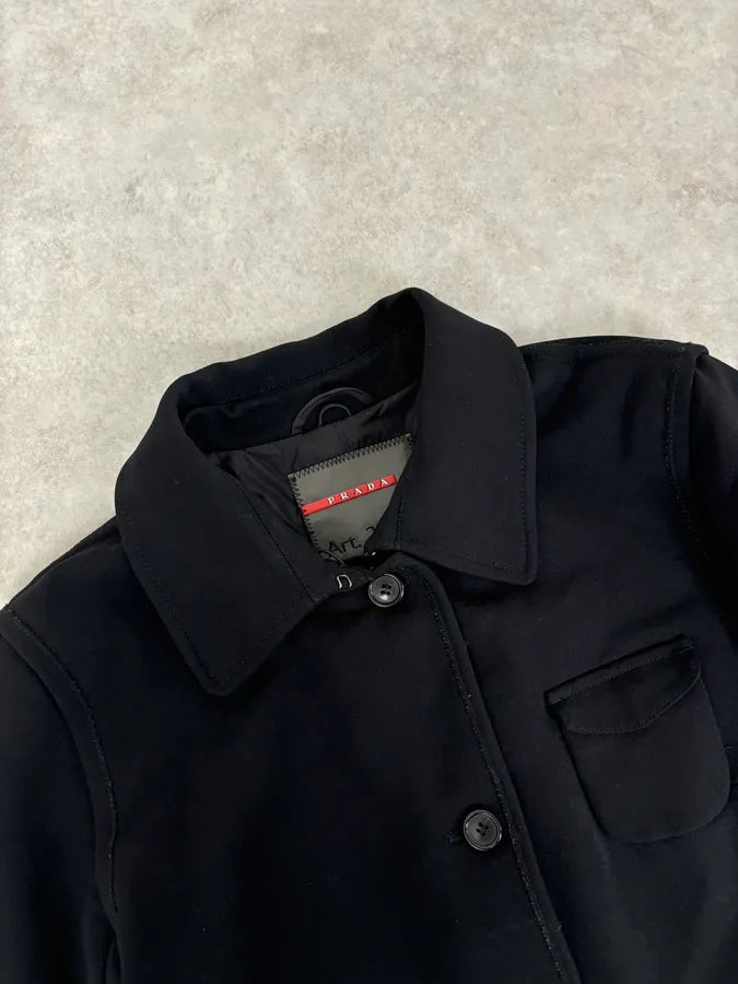 2000s Prada Black Nylon Long Premium Jacket jEsGvGa 3