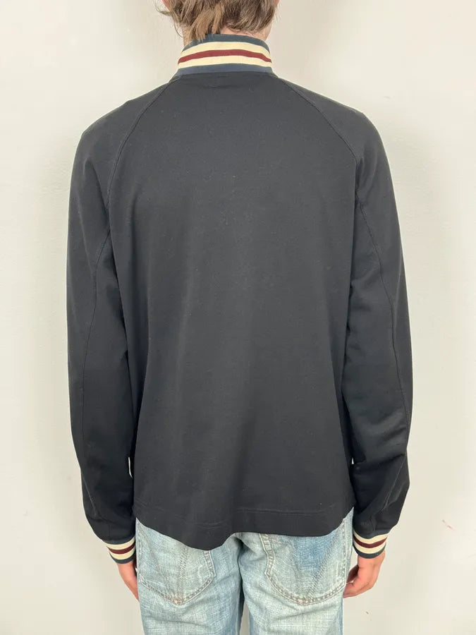 2000s Prada Black Nylon Striped Collar Track Jacket rYhwpYv 2