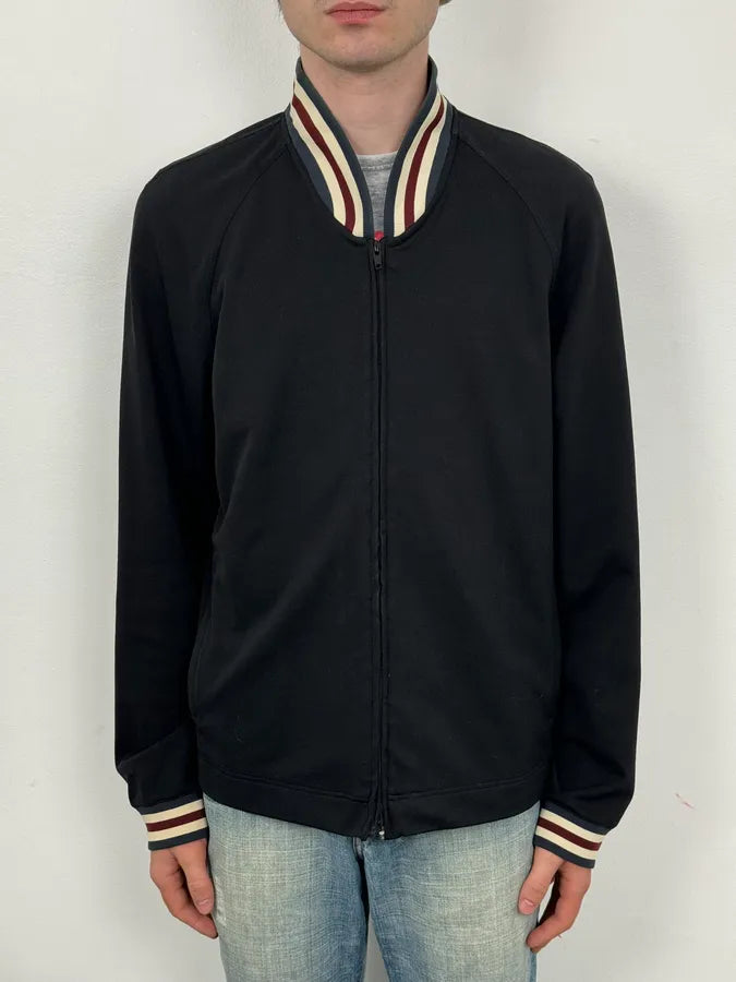 2000s Prada Black Nylon Striped Collar Track Jacket rYhwpYv 1
