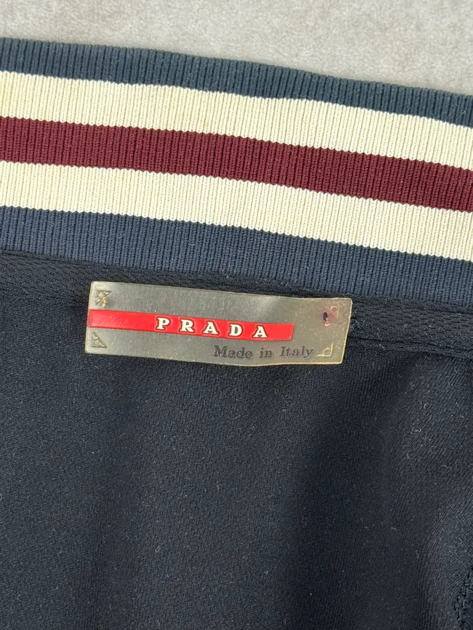 2000s Prada Black Nylon Striped Collar Track Jacket rYhwpYv 8