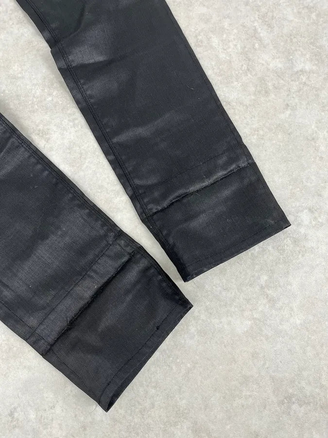 SS2009 Prada Black Obscure Tapered Slim Waxed Effect Denim Jeans dVBRUho 7