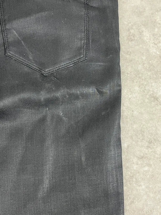 SS2009 Prada Black Obscure Tapered Slim Waxed Effect Denim Jeans dVBRUho 8