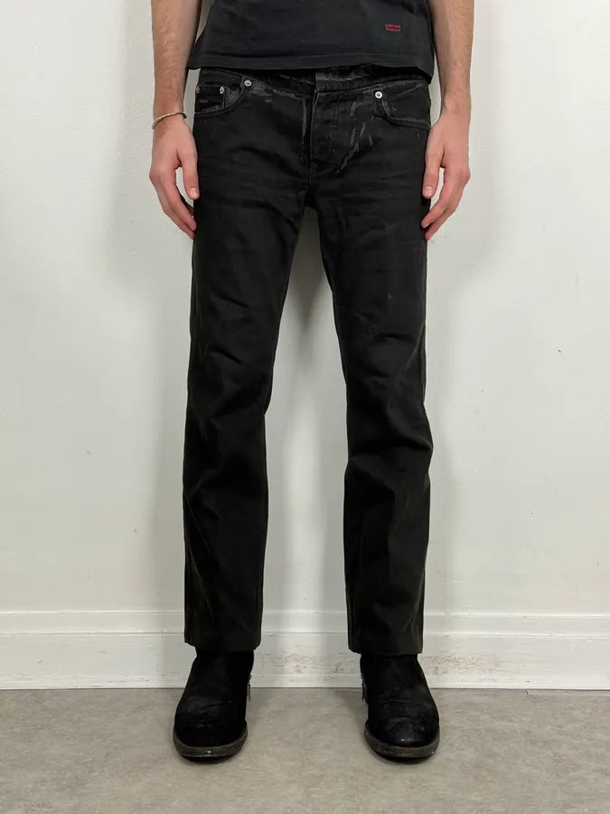 2000s Prada Black Overprint Slim Denim Jeans nPpqEre 1