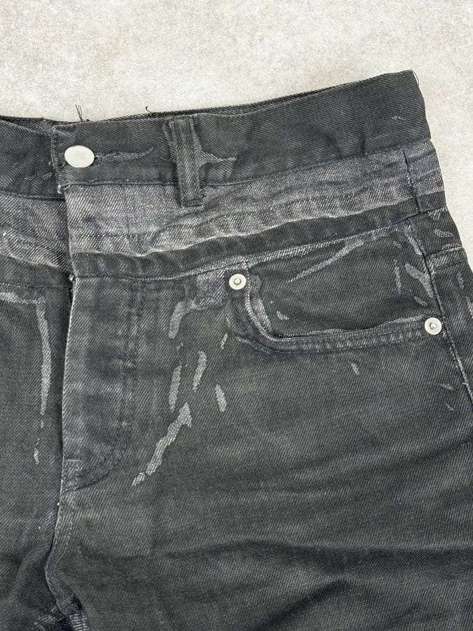 2000s Prada Black Overprint Slim Denim Jeans nPpqEre 7