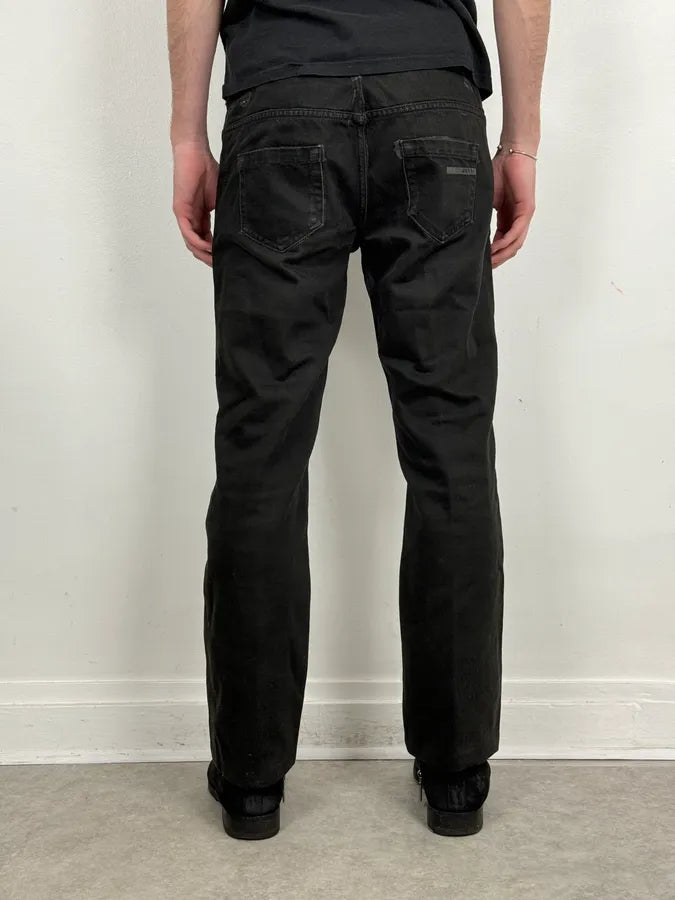 2000s Prada Black Overprint Slim Denim Jeans nPpqEre 3