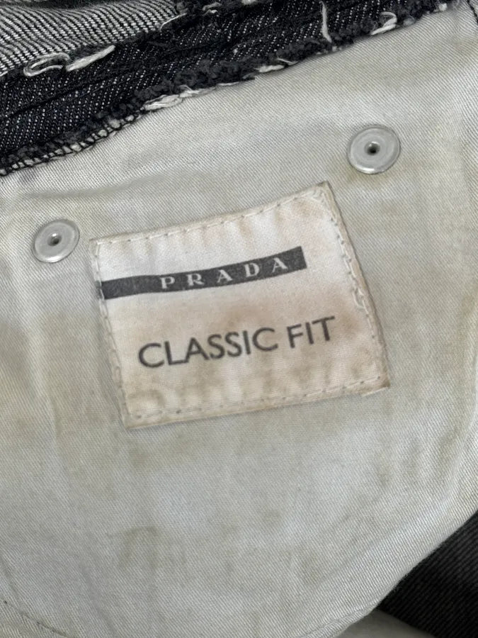 2000s Prada Black Overprint Slim Denim Jeans nPpqEre 12