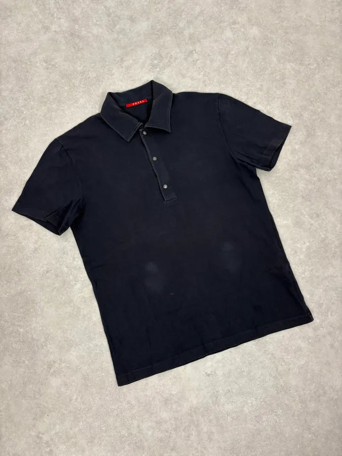 2000s Prada Navy Polo Shirt JyZrfxe 3