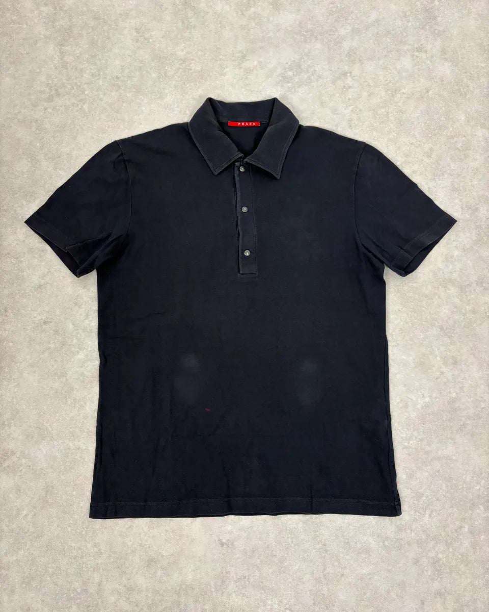 2000s Prada Navy Polo Shirt JyZrfxe 0