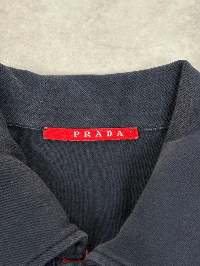 2000s Prada Navy Polo Shirt JyZrfxe 7