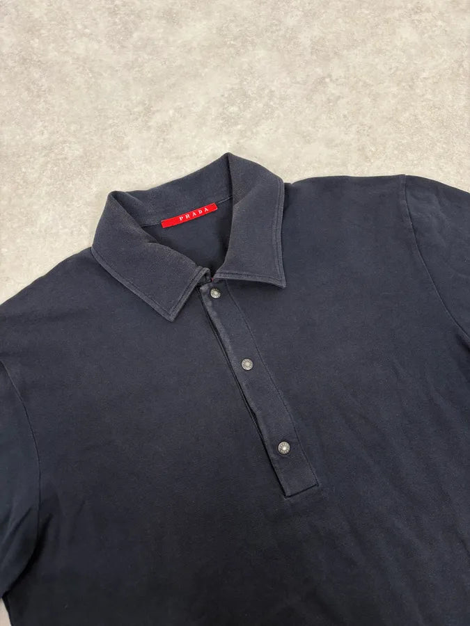 2000s Prada Navy Polo Shirt JyZrfxe 4