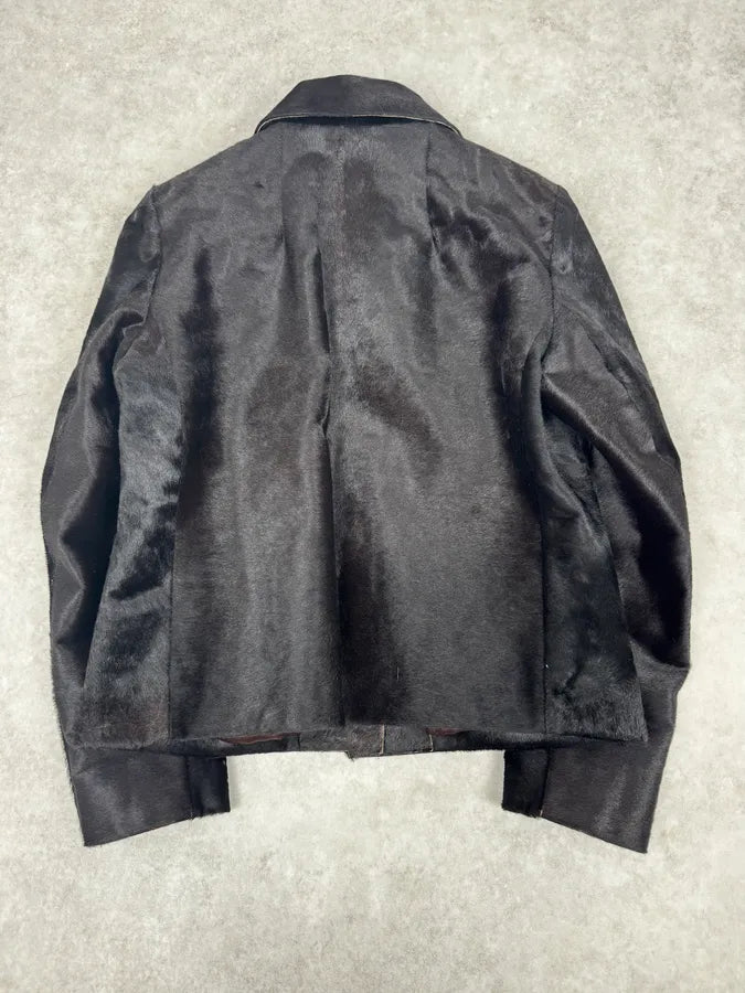 2000s Prada Black Pony Hair Leather Jacket cWvaHrN 3