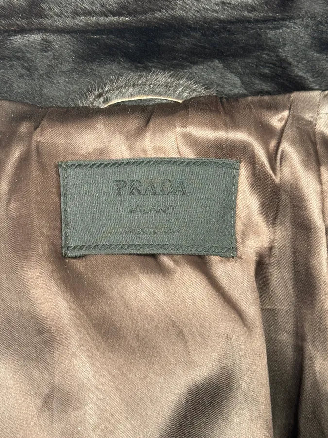 2000s Prada Black Pony Hair Leather Jacket cWvaHrN 8