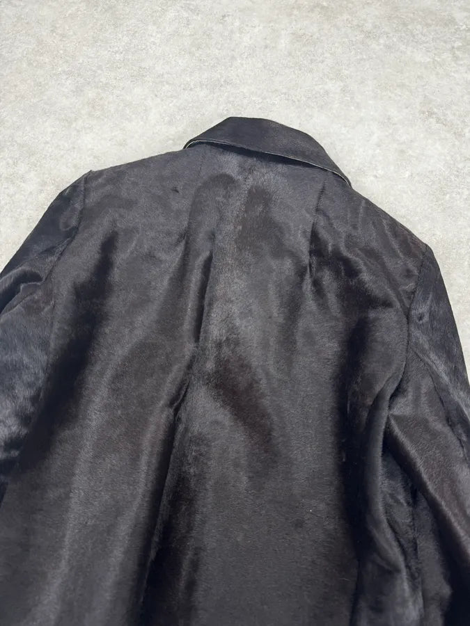 2000s Prada Black Pony Hair Leather Jacket cWvaHrN 5