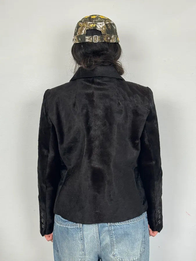 2000s Prada Black Pony Hair Leather Jacket cWvaHrN 2