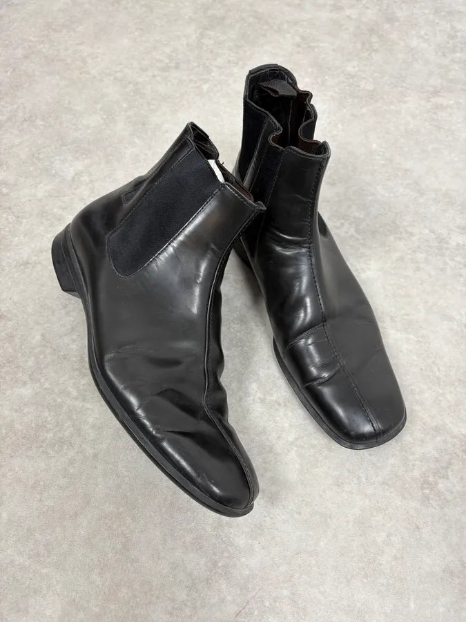 2000s Prada Black Premium Leather Chelsea Boots IESJLZo 4