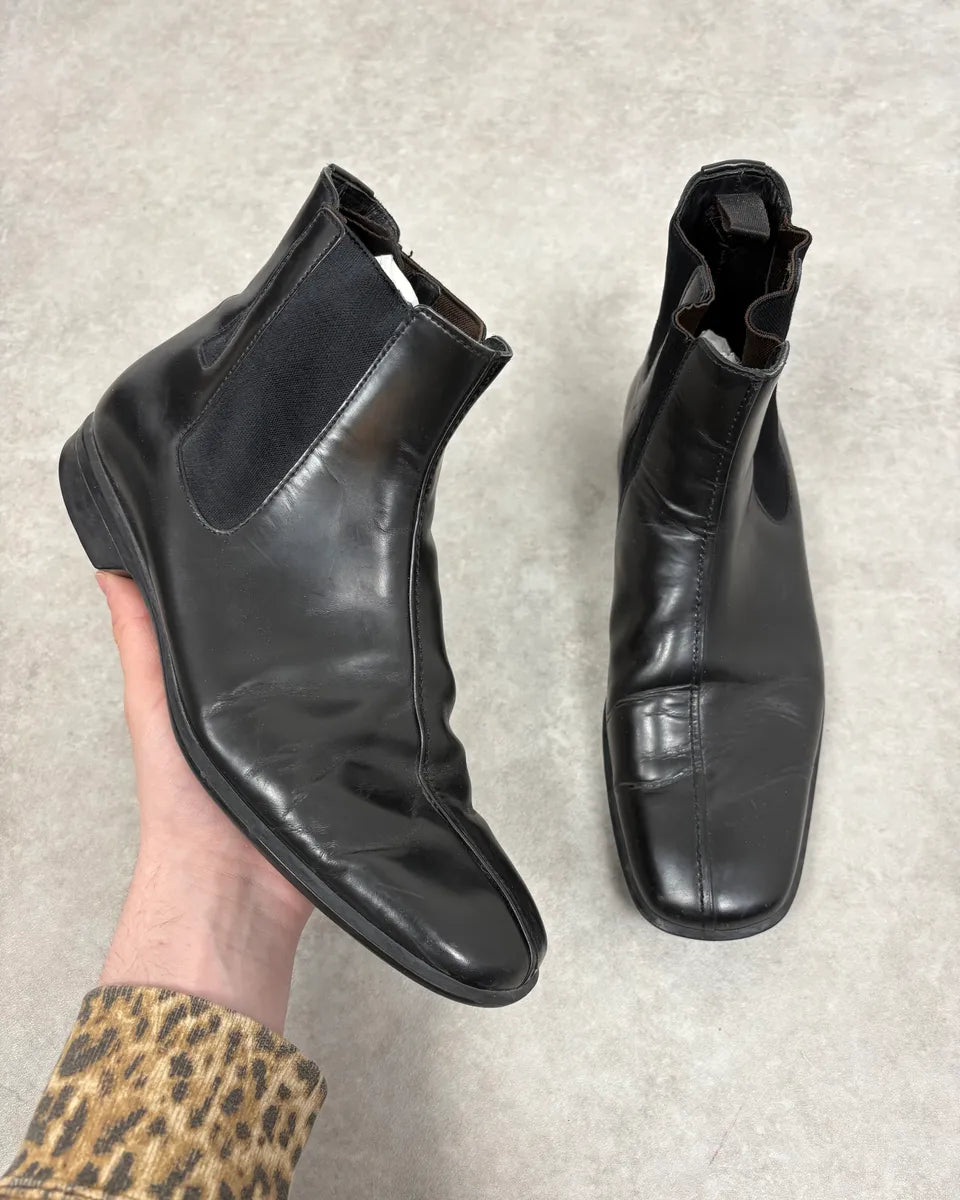 2000s Prada Black Premium Leather Chelsea Boots IESJLZo 0