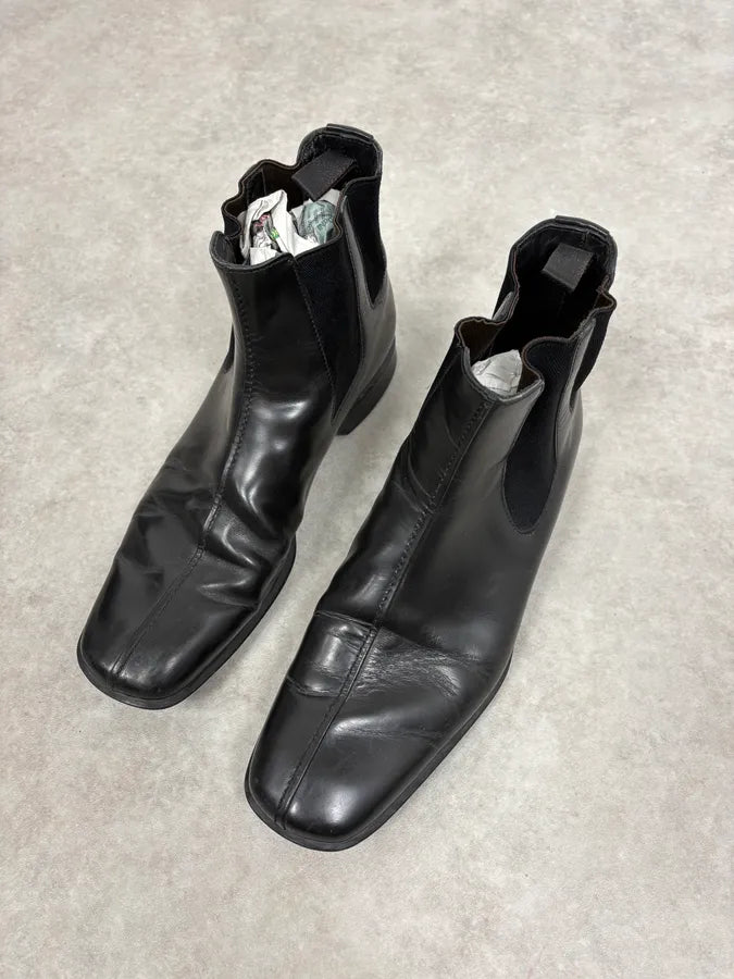 2000s Prada Black Premium Leather Chelsea Boots IESJLZo 2