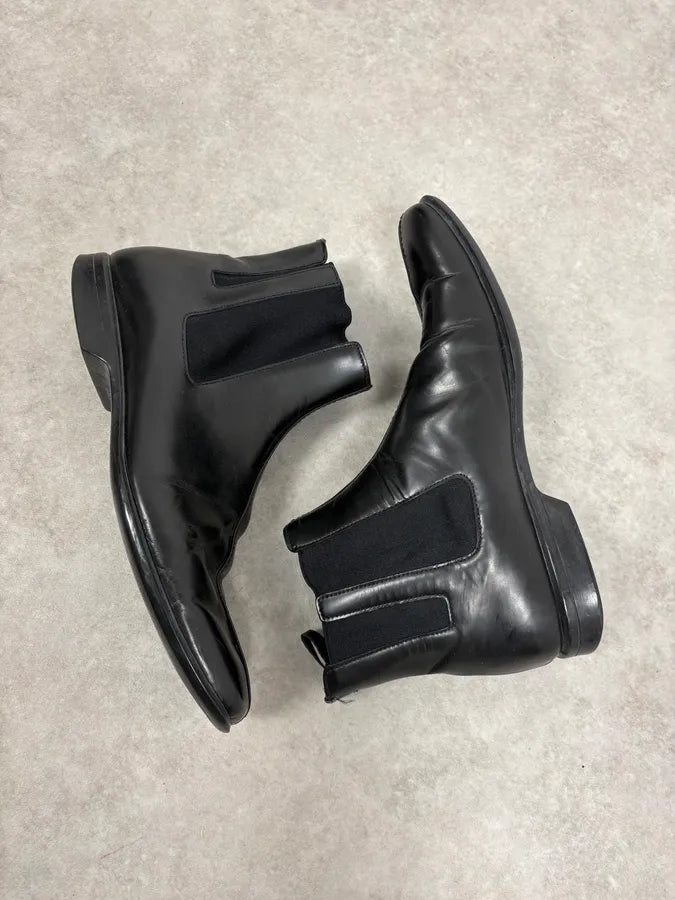 2000s Prada Black Premium Leather Chelsea Boots IESJLZo 5