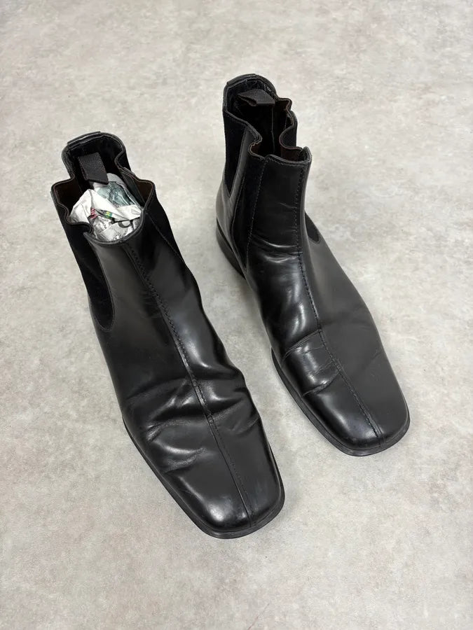 2000s Prada Black Premium Leather Chelsea Boots IESJLZo 3