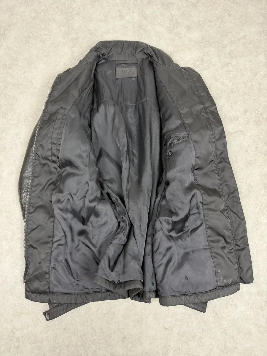 2000s Prada Black Premium Padded Leather Jacket YMjyBSb 4
