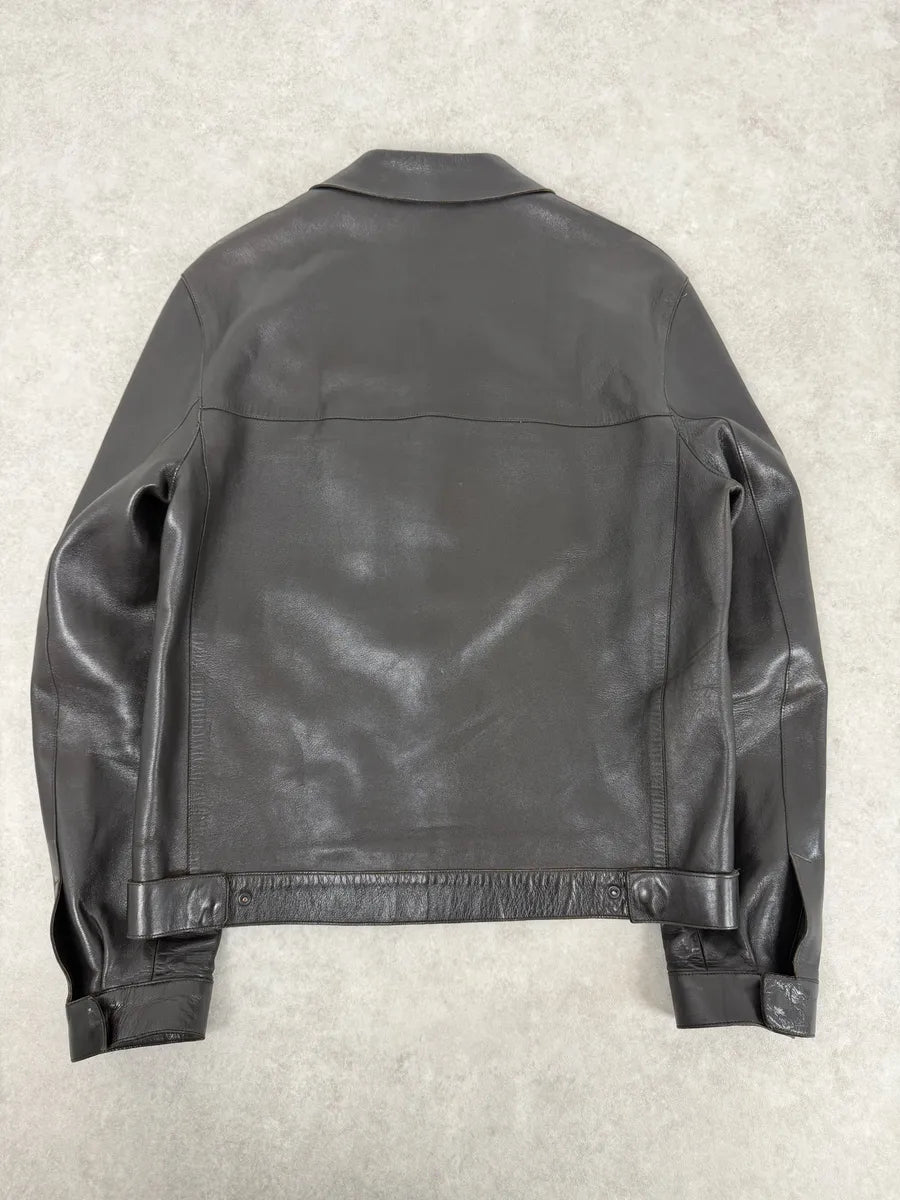 2000s Prada Black Premium Trucker Leather Jacket GDXFBPg 1