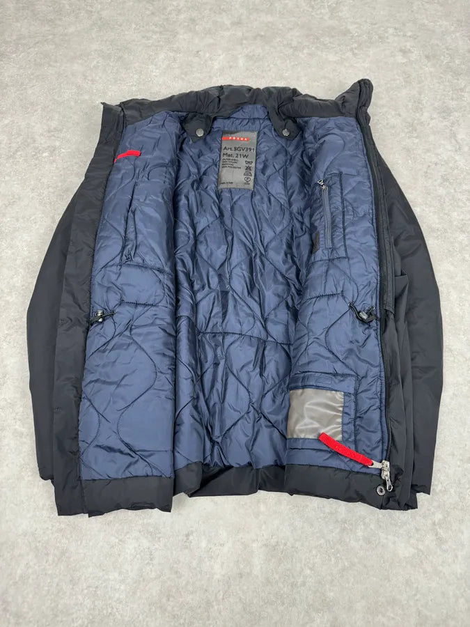 2000s Prada Black Puffer Asymmetrical Jacket vAUbmGI 9