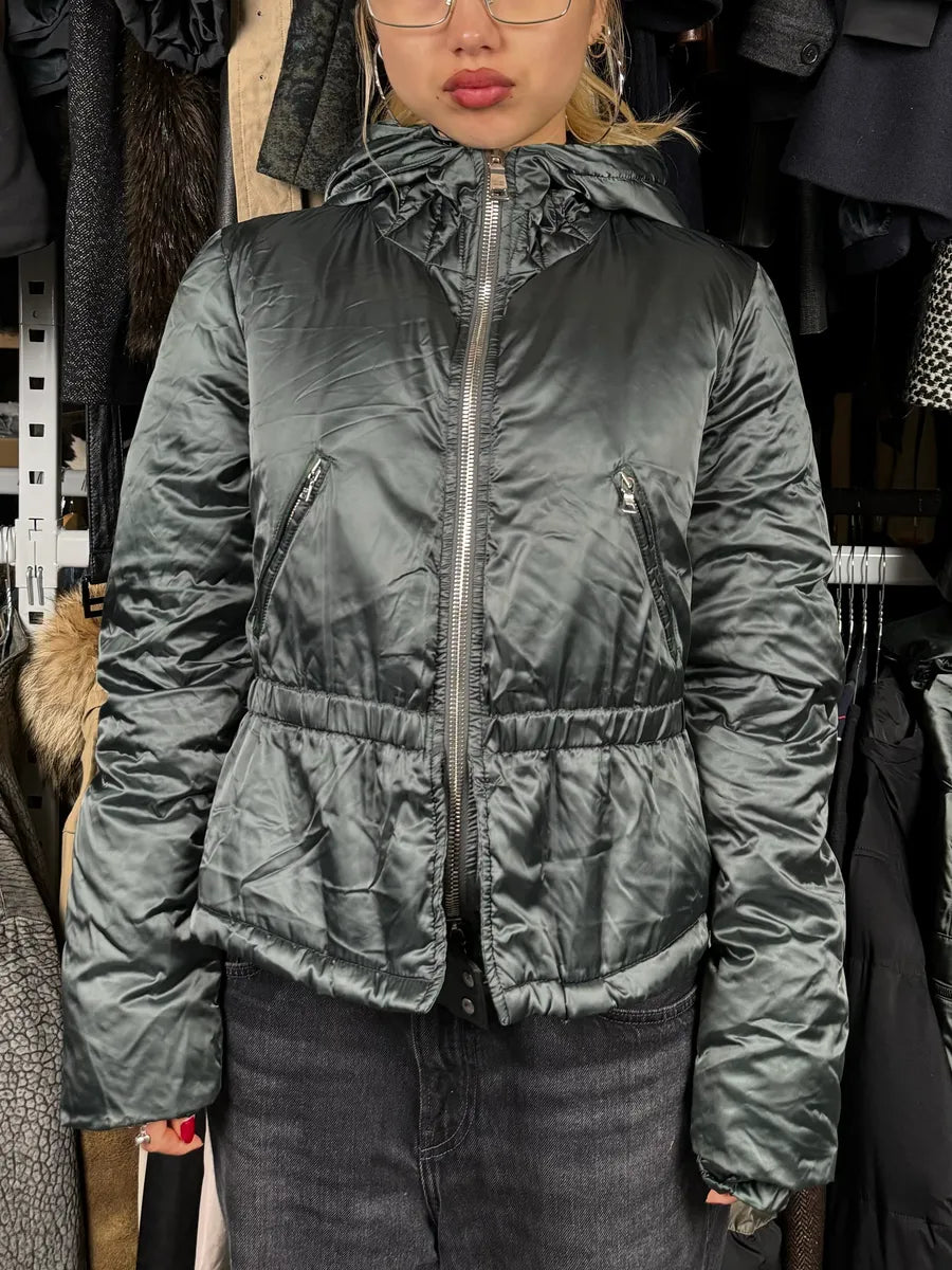 2000s Prada Dark Olive Puffer Jacket rltpgBx 1