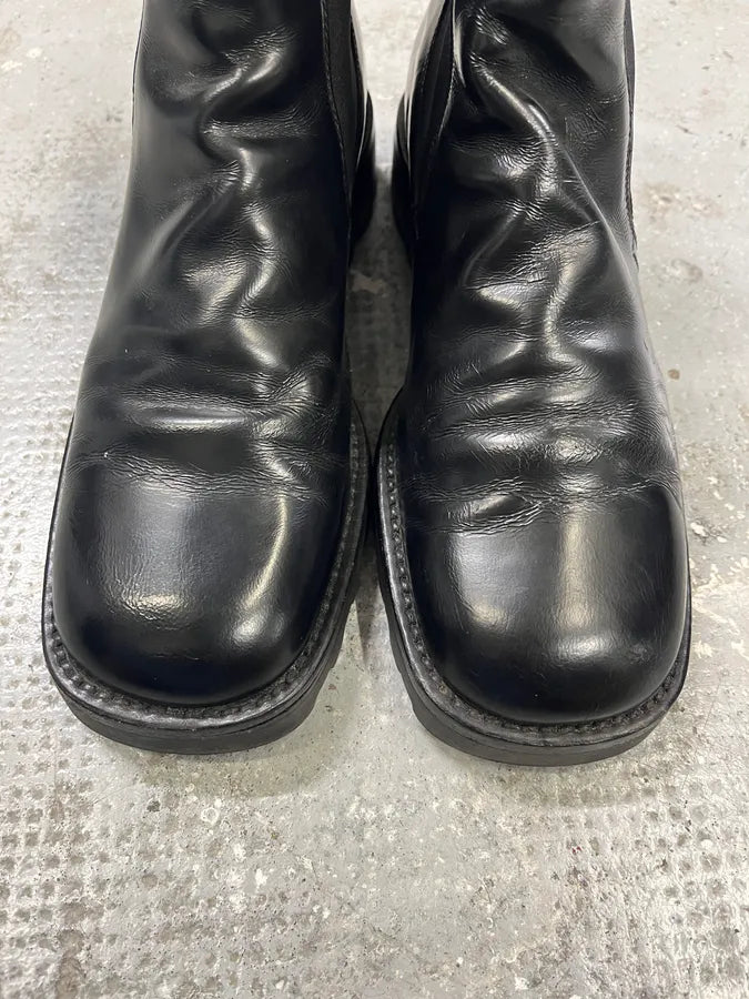 2000s Prada Black Pure Leather Ankle Boots sdRCpNr 5