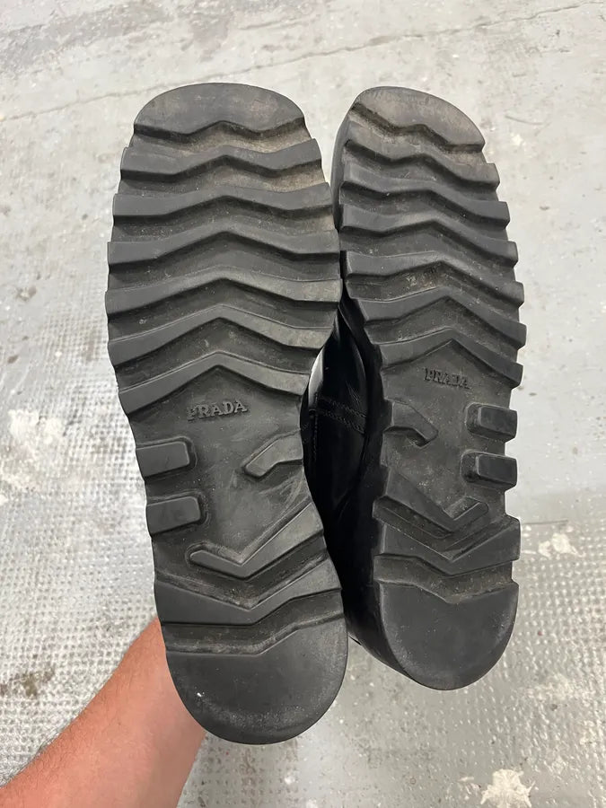 2000s Prada Black Pure Leather Ankle Boots (40.5eu/us7.5) sdRCpNr 7