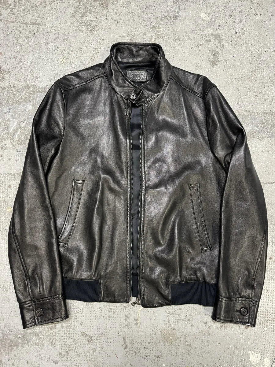 ジャケット・アウター 2000ss prada suede switch leather jacket SOLD OUT 2000s PRADA SPORT Switched Leather Motorcycle Jacket SIZE