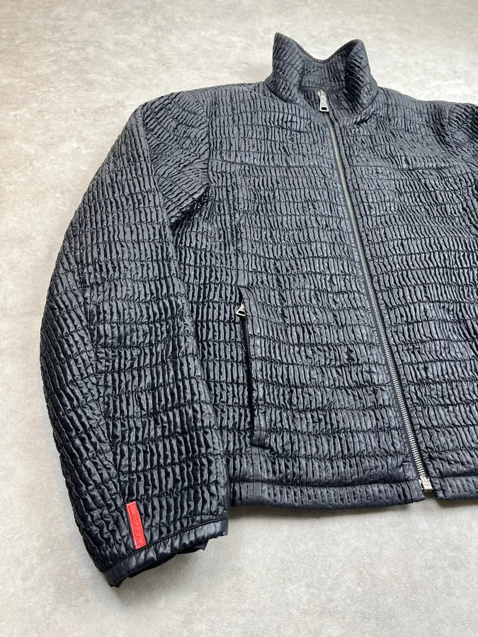 AW2009 Prada Black Light Linea Rossa Quilted Jacket liPzqgY 3