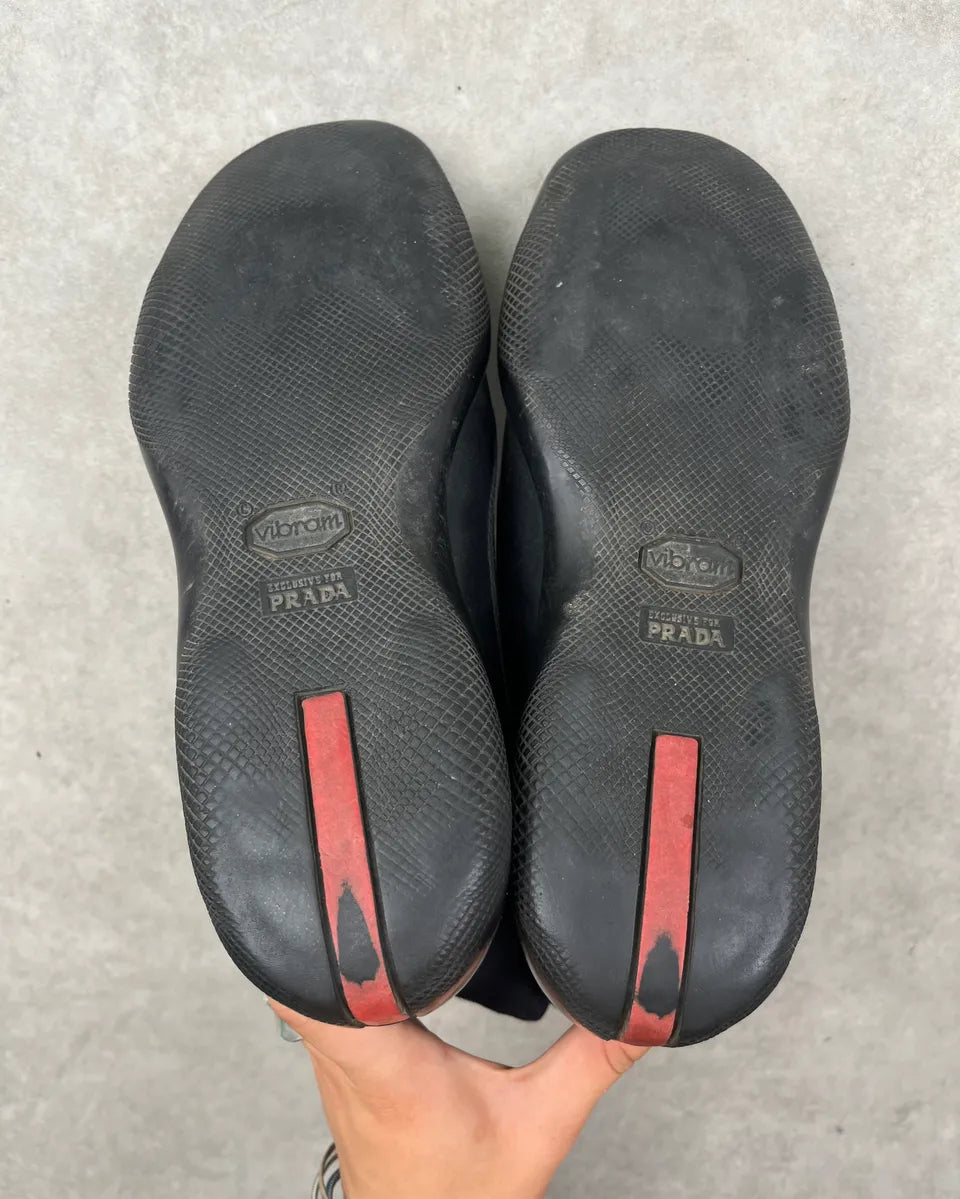 2000s Prada Black Rubber Linea Rossa Sock Sneakers opuOAmZ 8