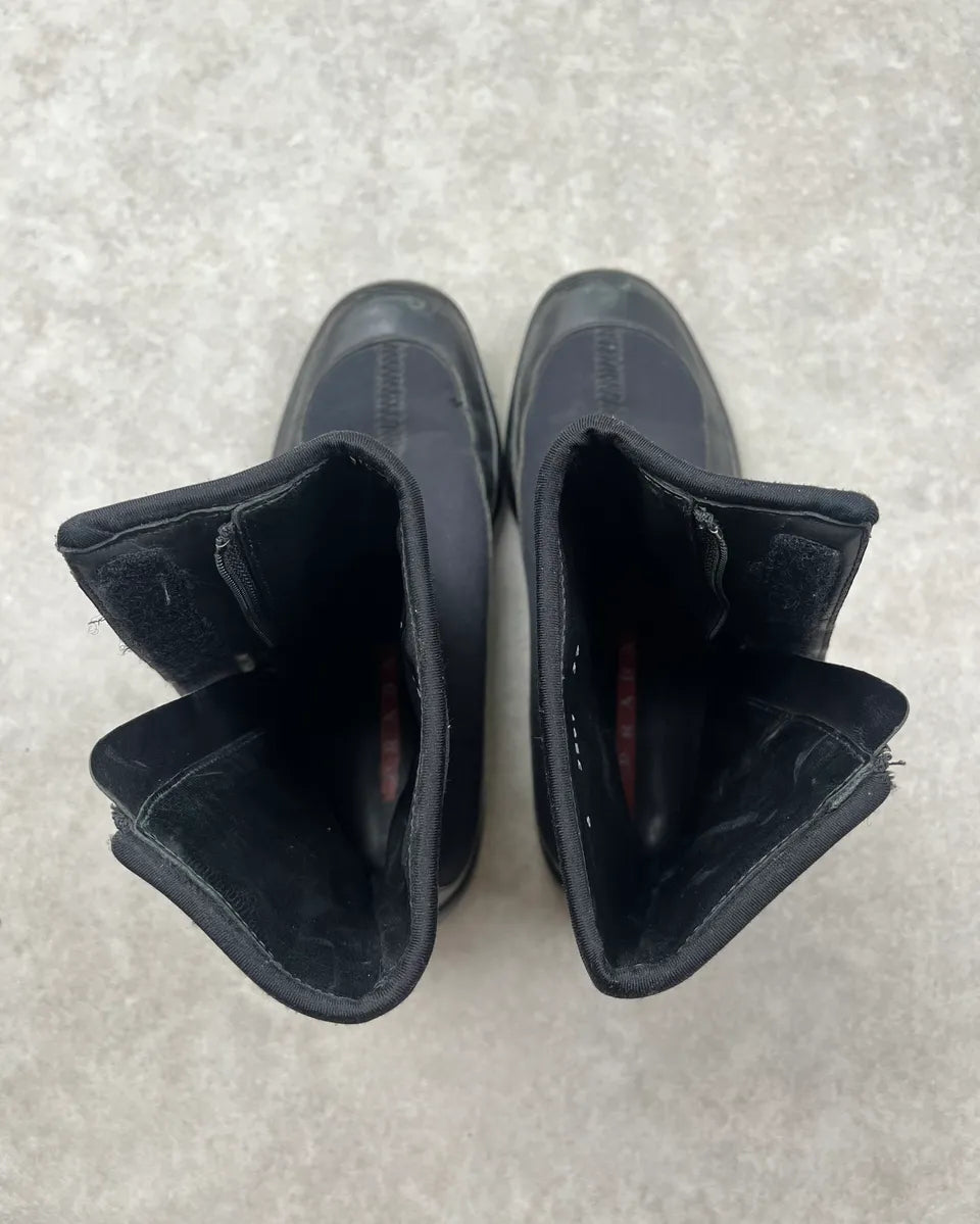 2000s Prada Black Rubber Linea Rossa Sock Sneakers opuOAmZ 9