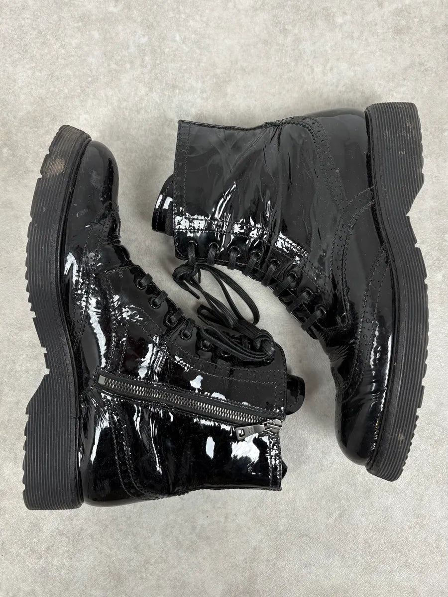 2000s Prada Black Satin Leather Classy Boots pJiRCcv 3