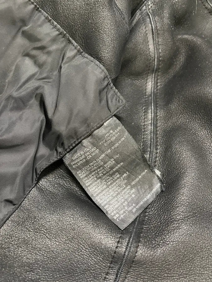 2000s Prada Black Sheep Fur Leather Jacket (S/M) BzDgesT 11