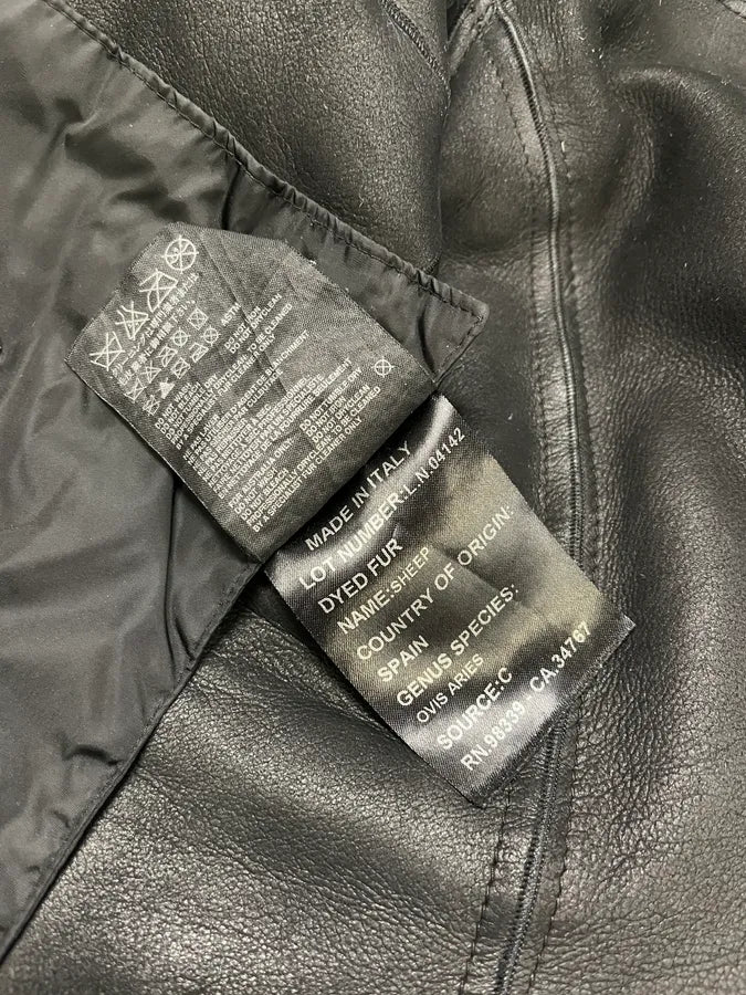 2000s Prada Black Sheep Fur Leather Jacket (S/M) BzDgesT 12