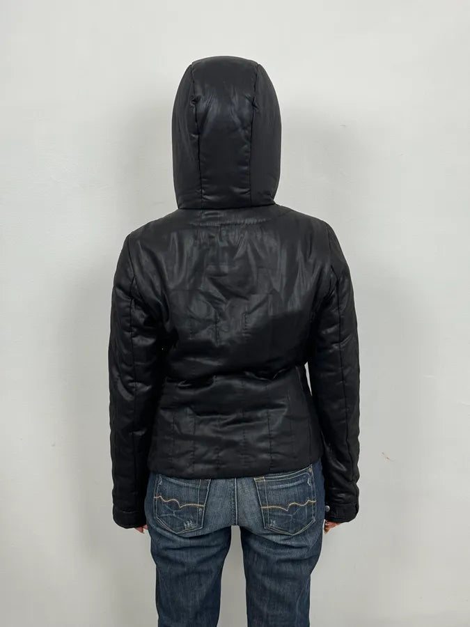 AW2007 Prada Black Shiny Hooded Puffer Jacket czaWaxr 2