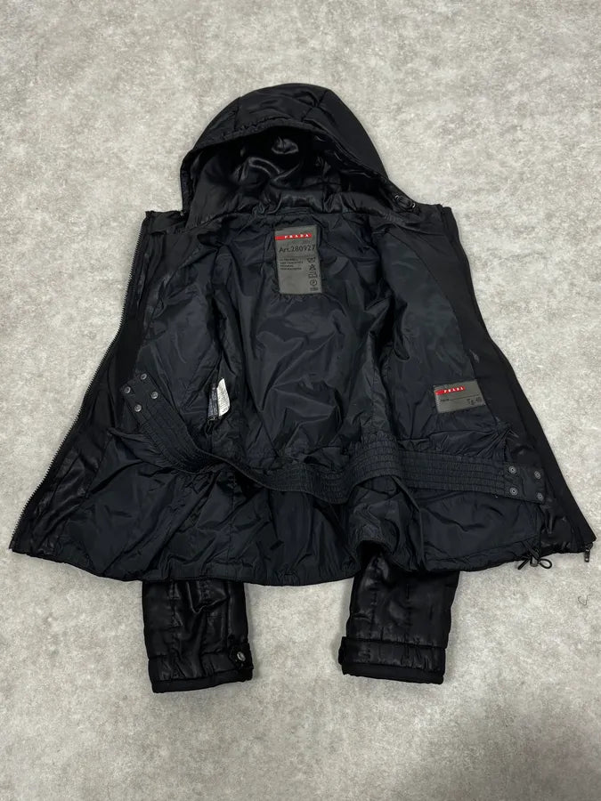 AW2007 Prada Black Shiny Hooded Puffer Jacket czaWaxr 6